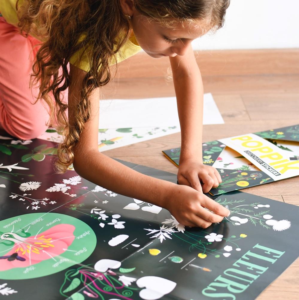 Poster educativo Plantas y flores + 72 stickers